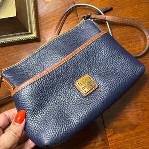 Dooney & Bourke Blue and Tan Leather crossbody